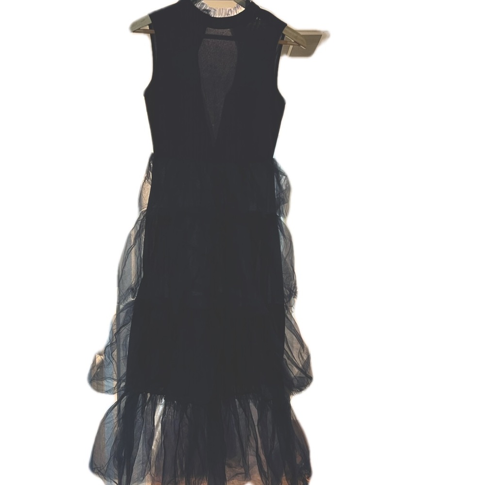 NAVY BLUE TULLE MIDI DRESS